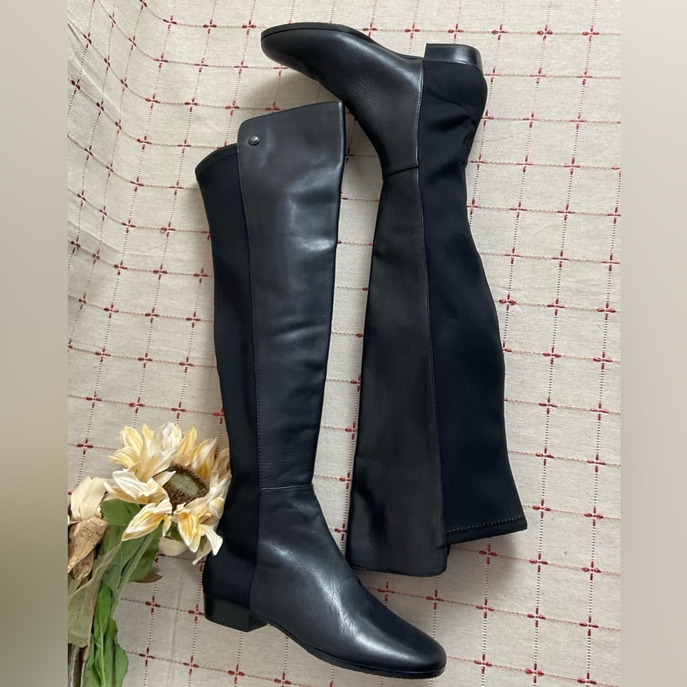 Vince Camuto “Karita” Over The Knee Riding Boots Women's Sz 5 Black Leather New - Picture 6 of 8